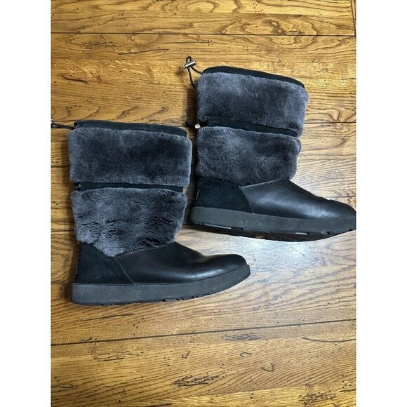 RARE UGG REYKIR BLACK WATERPROOF COLD WEATHER DRAWSTRING FUR WOMEN'S SIZE US9.5 - Picture 9 of 9